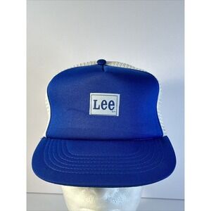 Vintage Lee Jeans Hat Cap Snap Back Mesh Trucker Spellout 80's NOS TW Sports